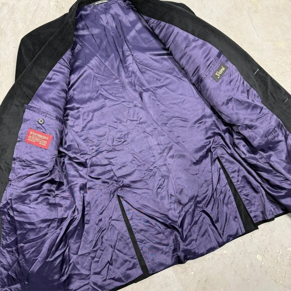 Jack Victor Velvet Herringbone Blazer Soft Corduroy Sport Coat Black 46 L - Picture 6 of 9